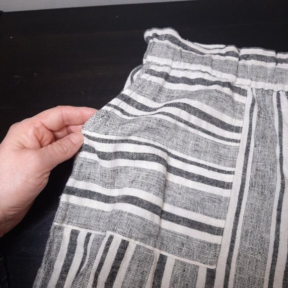 BP Linen Baja Shorts Womens Size Small Gray High Waist Pull On Chino Striped - Picture 6 of 9